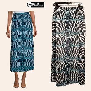 MICHAEL Michael Kors NEW Real Navy Side-Slits Lined Maxi Skirt